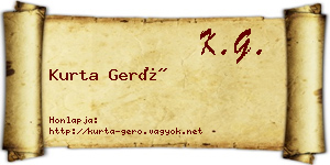 Kurta Gerő névjegykártya